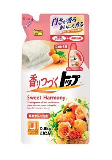 Lion Top Sweet Harmony Жидкое средство для стирки белья со сладким цветочным ароматом, мягкая упаковка, 720 гр