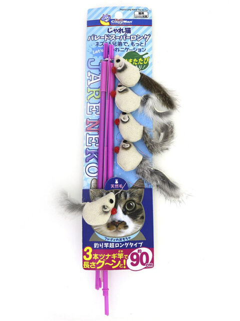Japan Premium Pet Игрушка для животных Трехуровневая удочка "Мышиный парад" с пропиткой мататаби и натуральным мехом