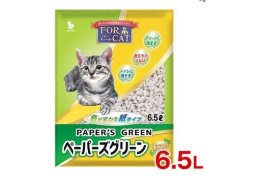 For Cat Наполнитель бумажный комкующийся с зеленым индикатором аромат кипариса 6,5л