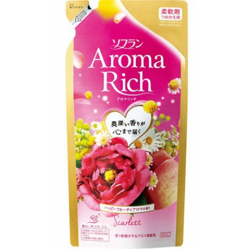 Lion Aroma Rich ScarletКондиционер для белья с натуральными маслами цветов и фруктов, сменный блок, 430 мл