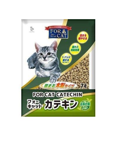 For Cat Наполнитель для кошачьего туалета древесный комкующийся с Катехином японская ель 7л