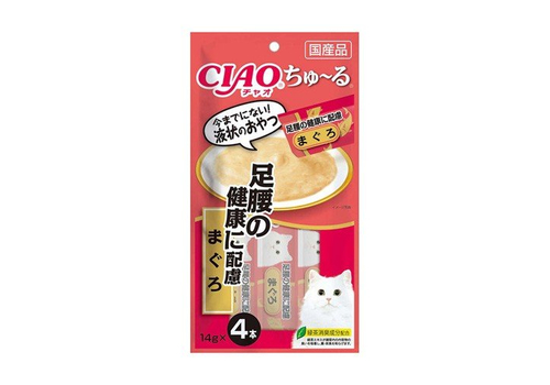 Inaba лакомство для кошек соус для укрепления костей, мышц и суставов лап на основе тунца 14гр х 4шт